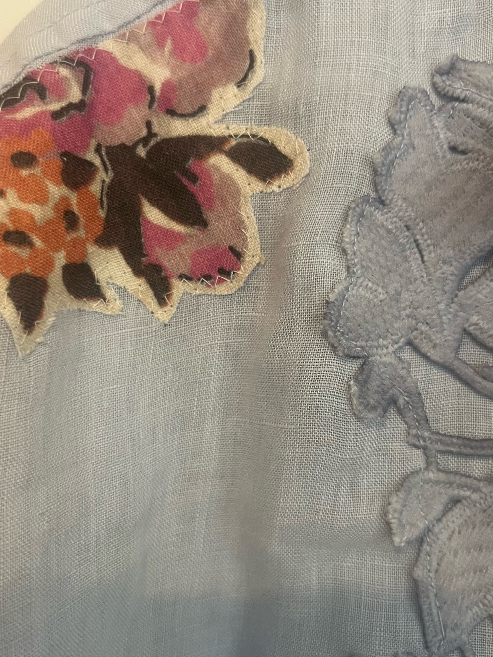 Upcycled Maeve Anthropologie Pale Blue Linen Button-Up Shirt - Picture 8 of 11